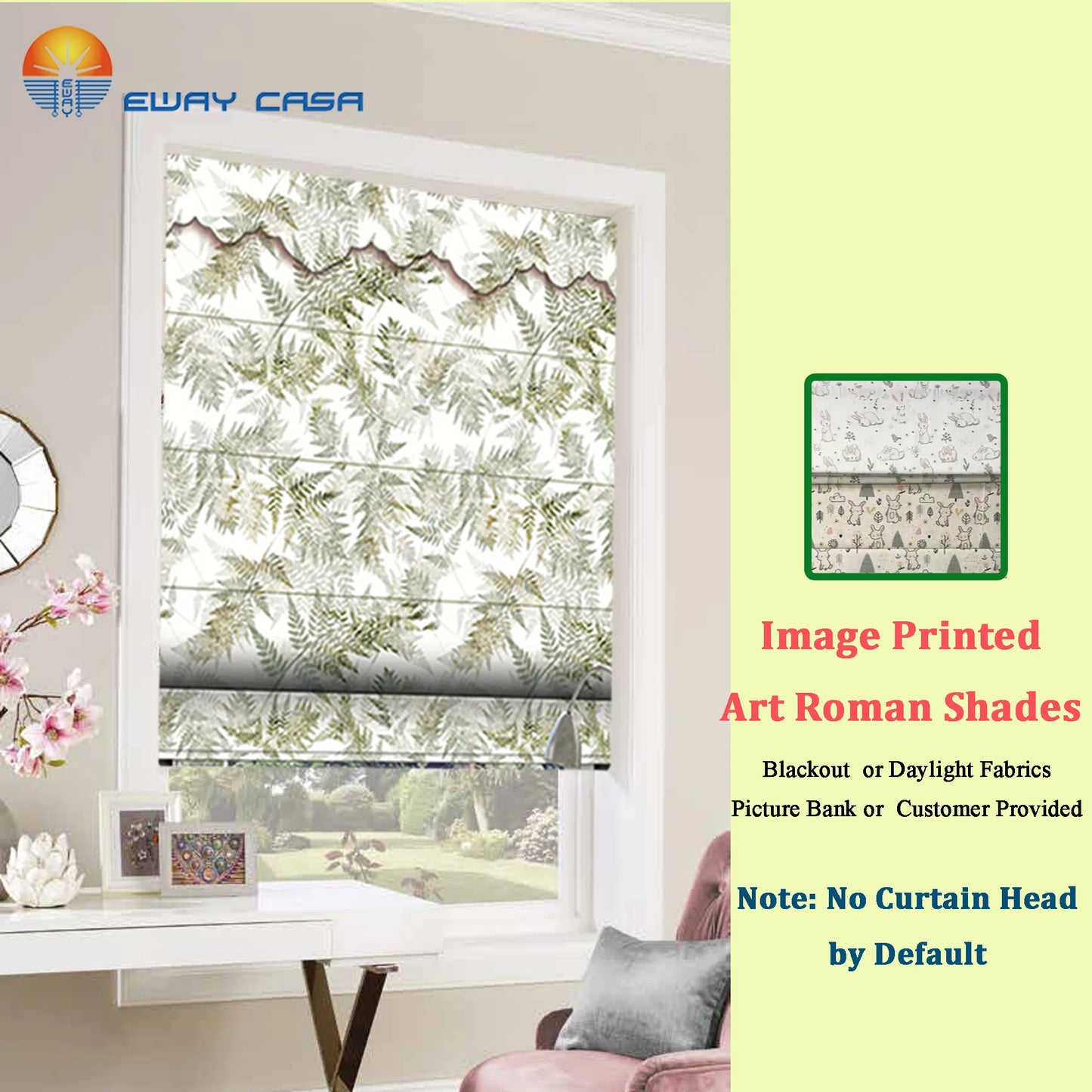 Image print day night roman shades fit for interior design