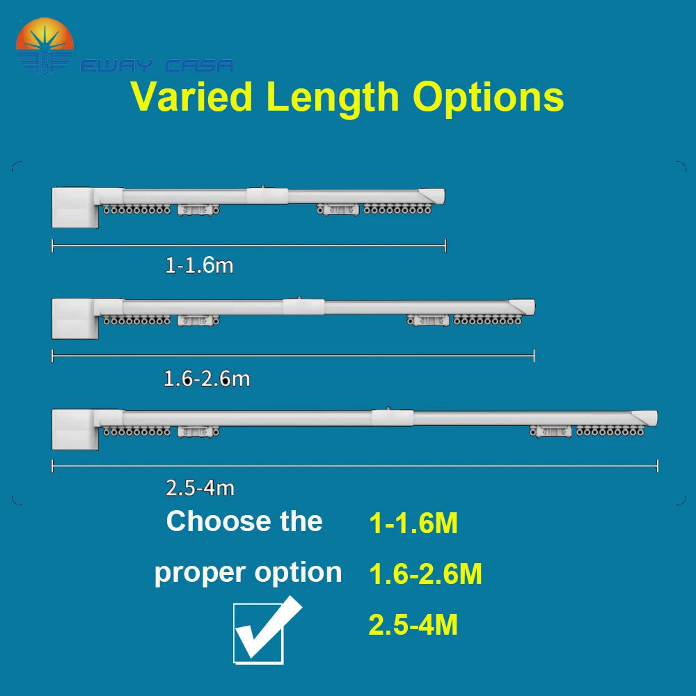 smart electric telescopic curtain track mini length options