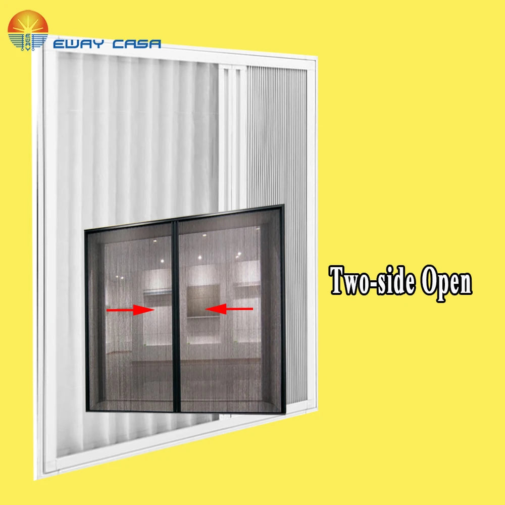 Custom Retractable Fly Screen for Sliding Doors Center Open