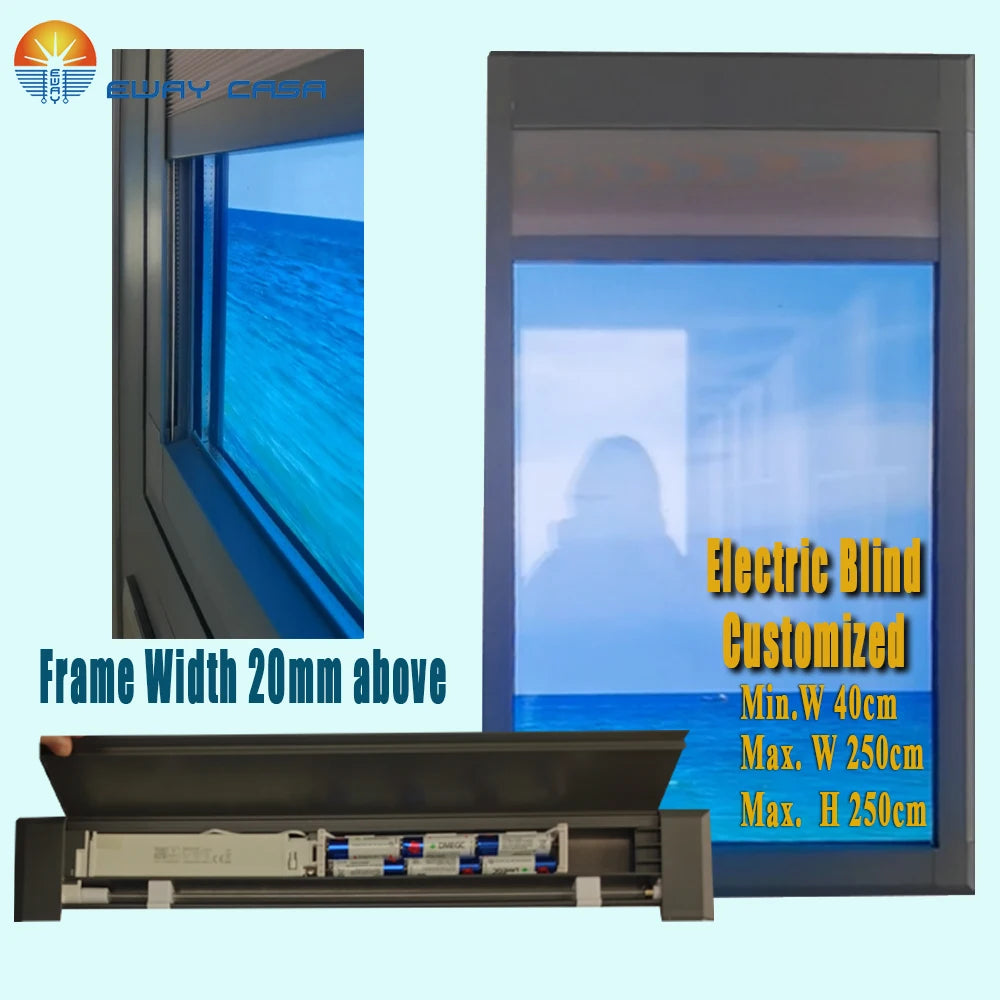 EWAY CASA Electric Blackout Recessed Cellular Blinds for Inward Window No Punch No Drill Honeycomb Blinds Sunshade HCB_CC_MO16mm
