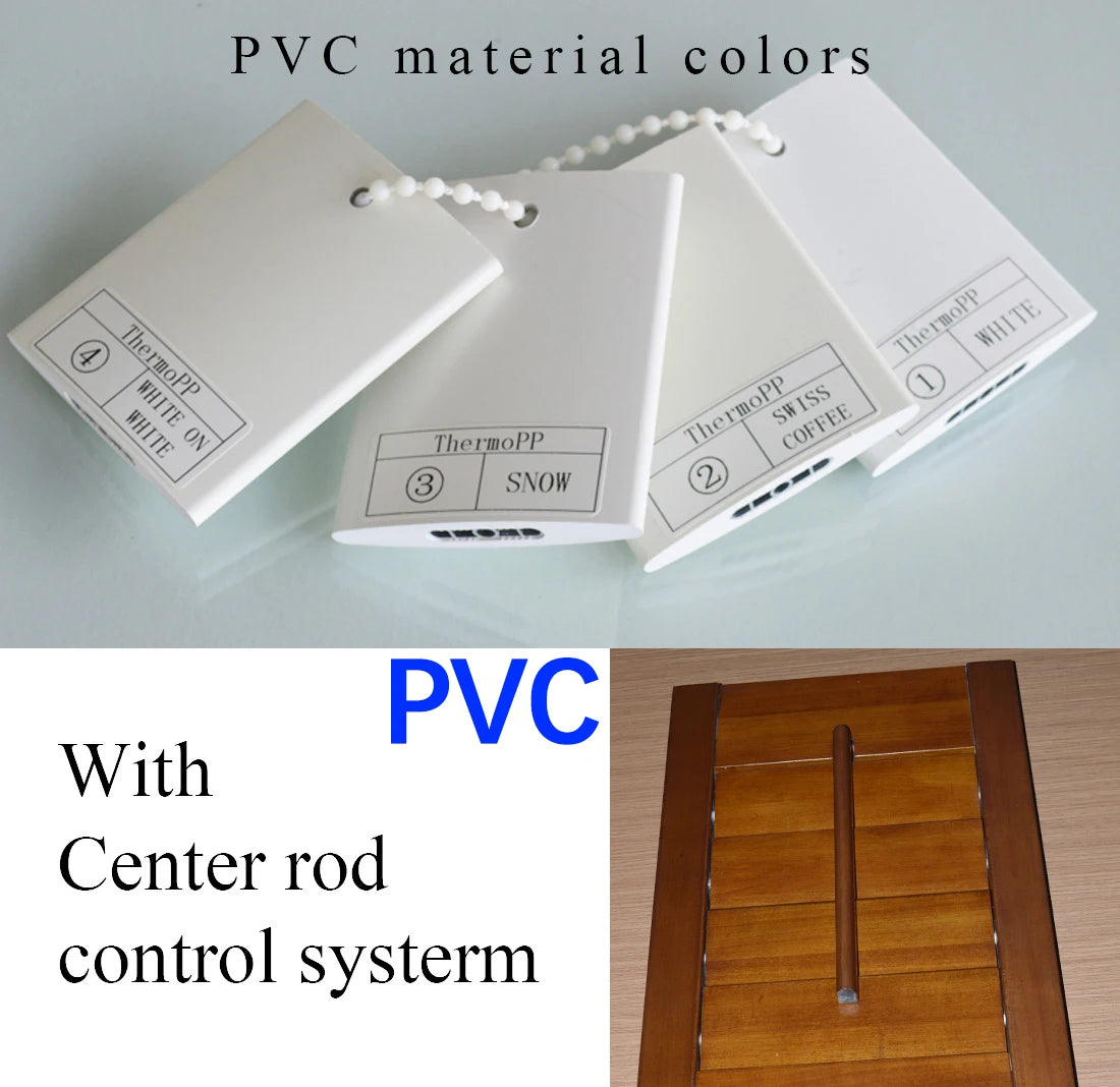 plantation shutters sliding folded door PVC center rod