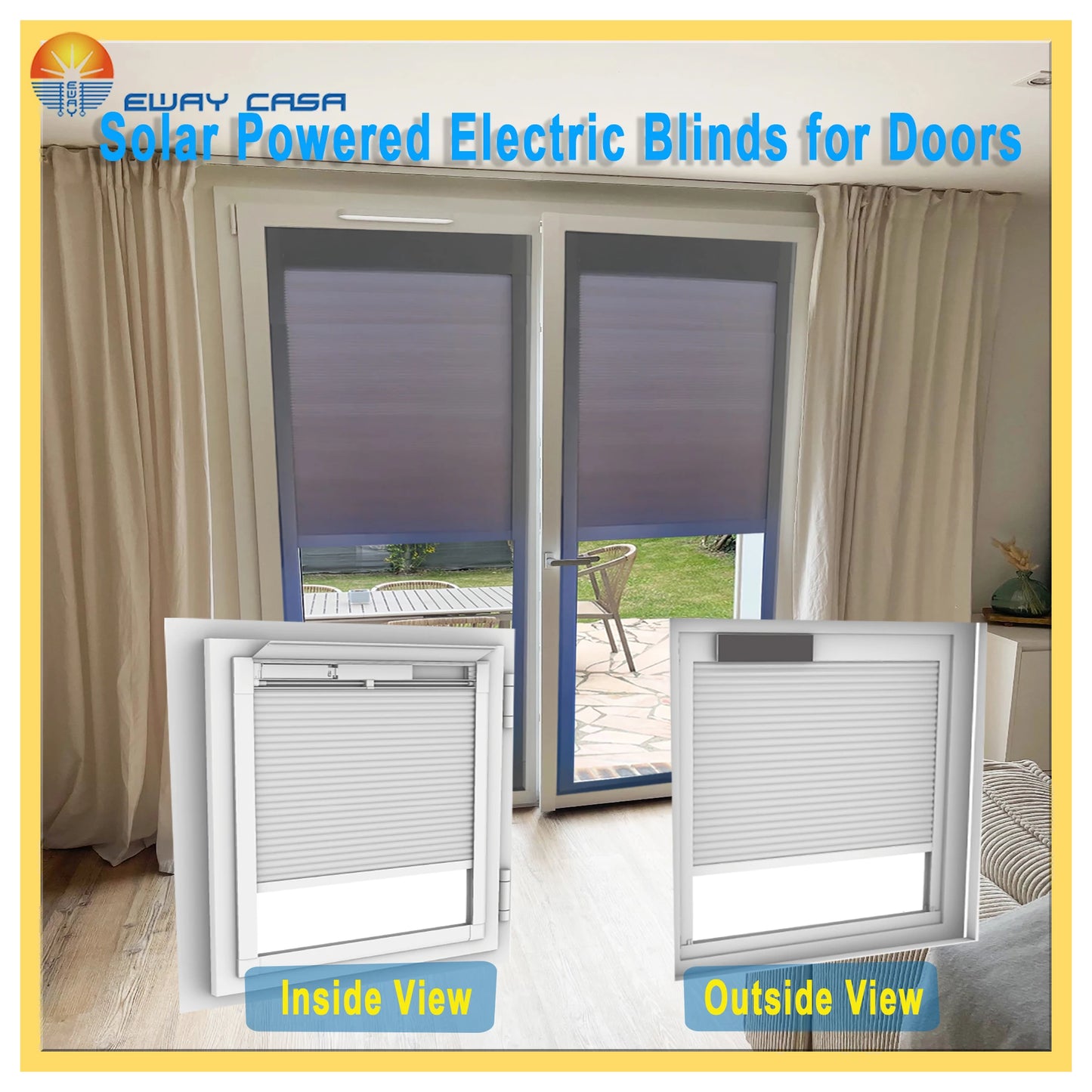 Solar Powered Motorized Honeycomb Shades for Inward-Opening Windows scene pic