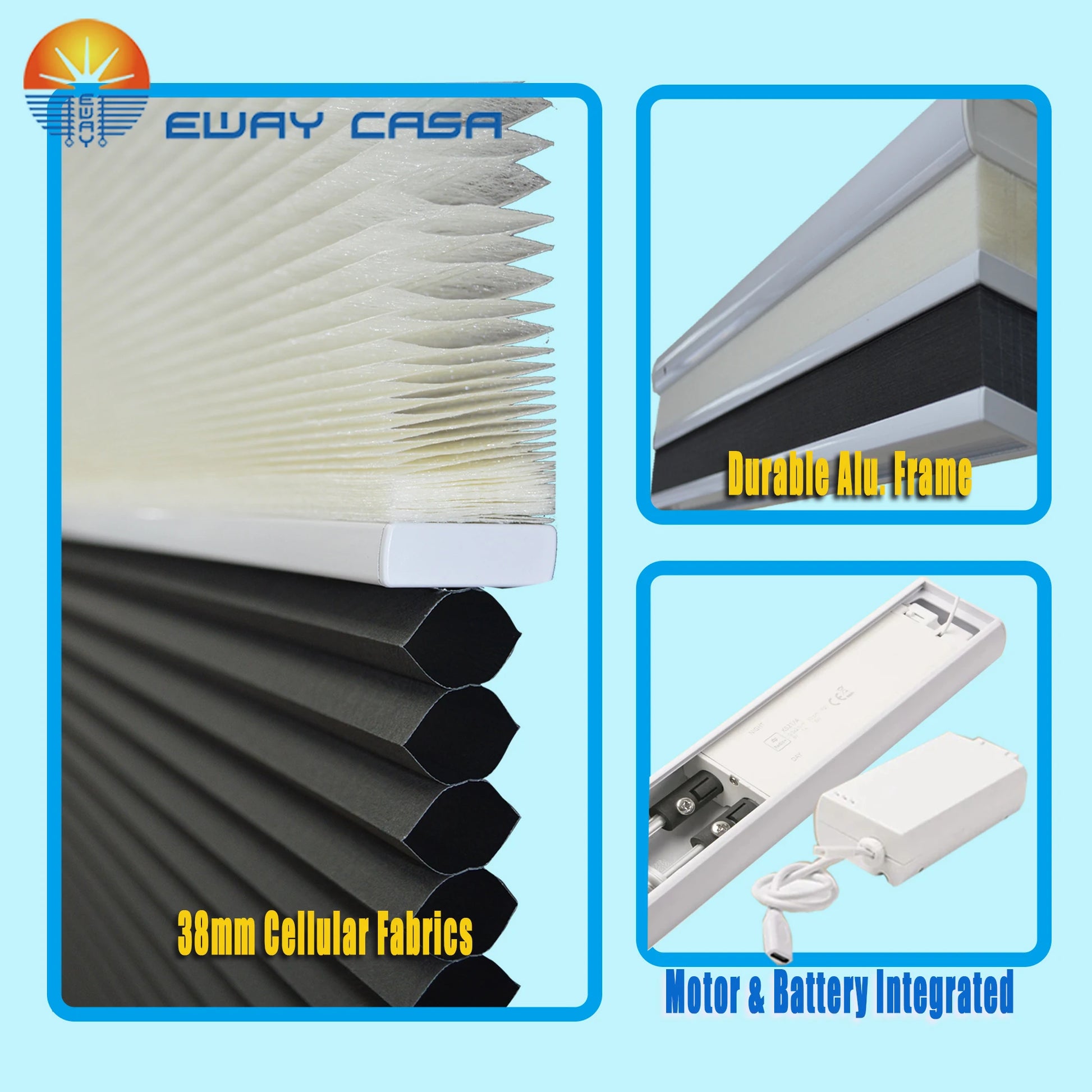 dual motorized day night cellular shade detail