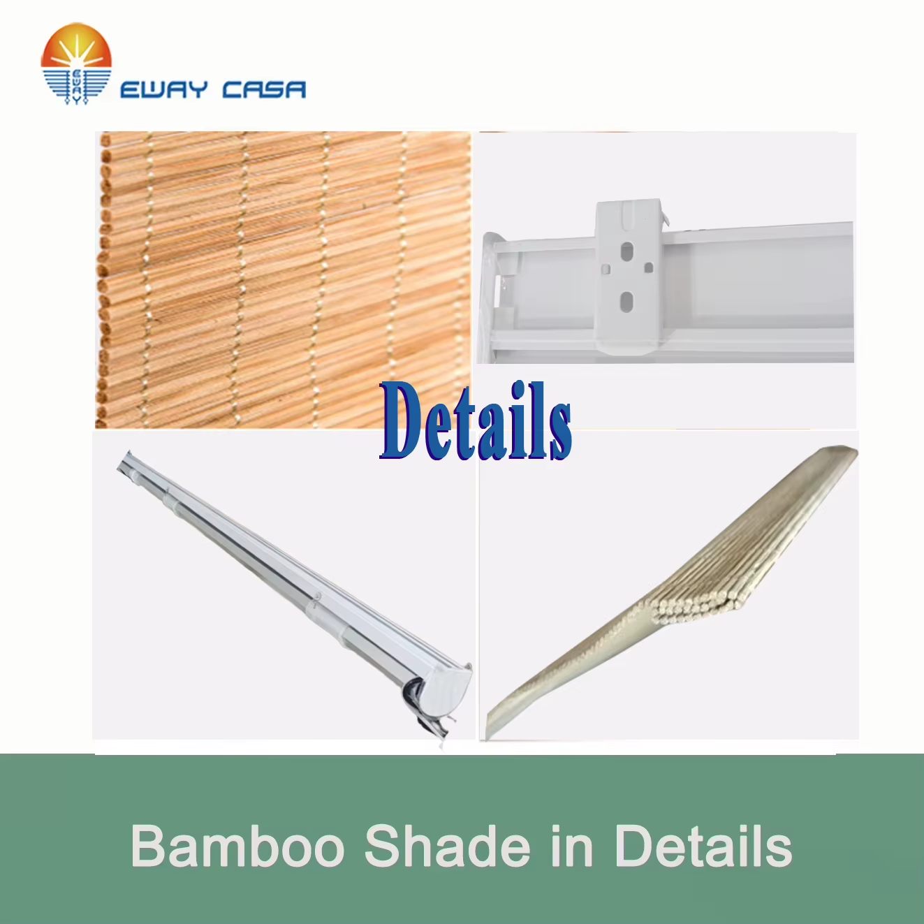 Electric Bamboo Shades for Window Smart Bamboo Blinds For Patio bamboo Curtains No. MBB_CY_2.5mm