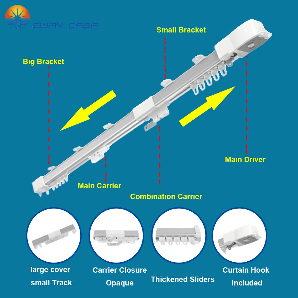 EWAY CASA Electric Smart Telescopic Tracks for Curtains Rod Track Extendable Wifi Curtian Motor Smart Home Life MCT-EXT NEW