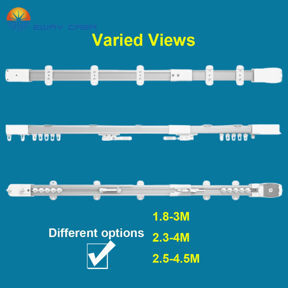 electric telescopic curtain track length options