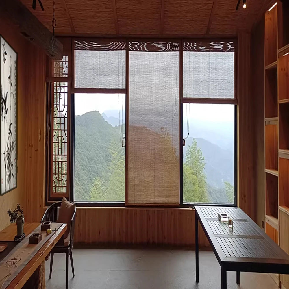 modern natural scene featuring bamoo shades