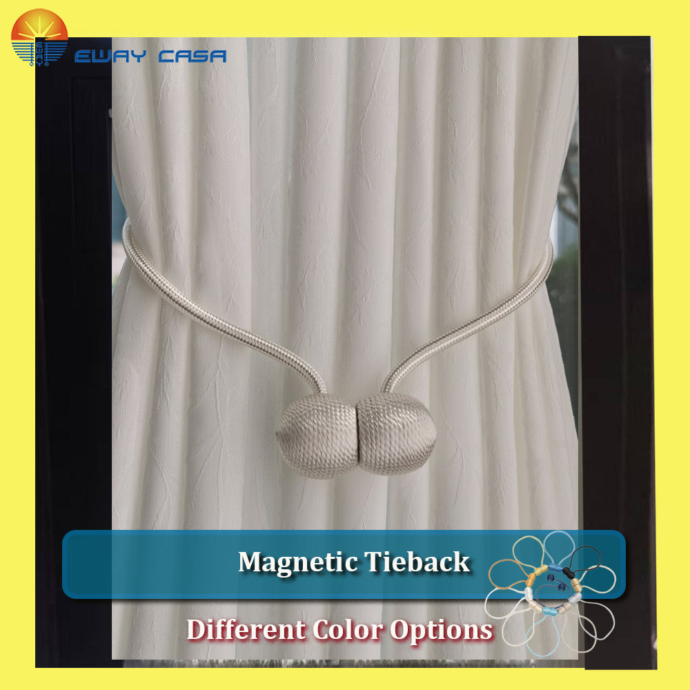Custom Door Glass Privacy Shades with Decorative Jacquard Fabric Magnetic Tieback
