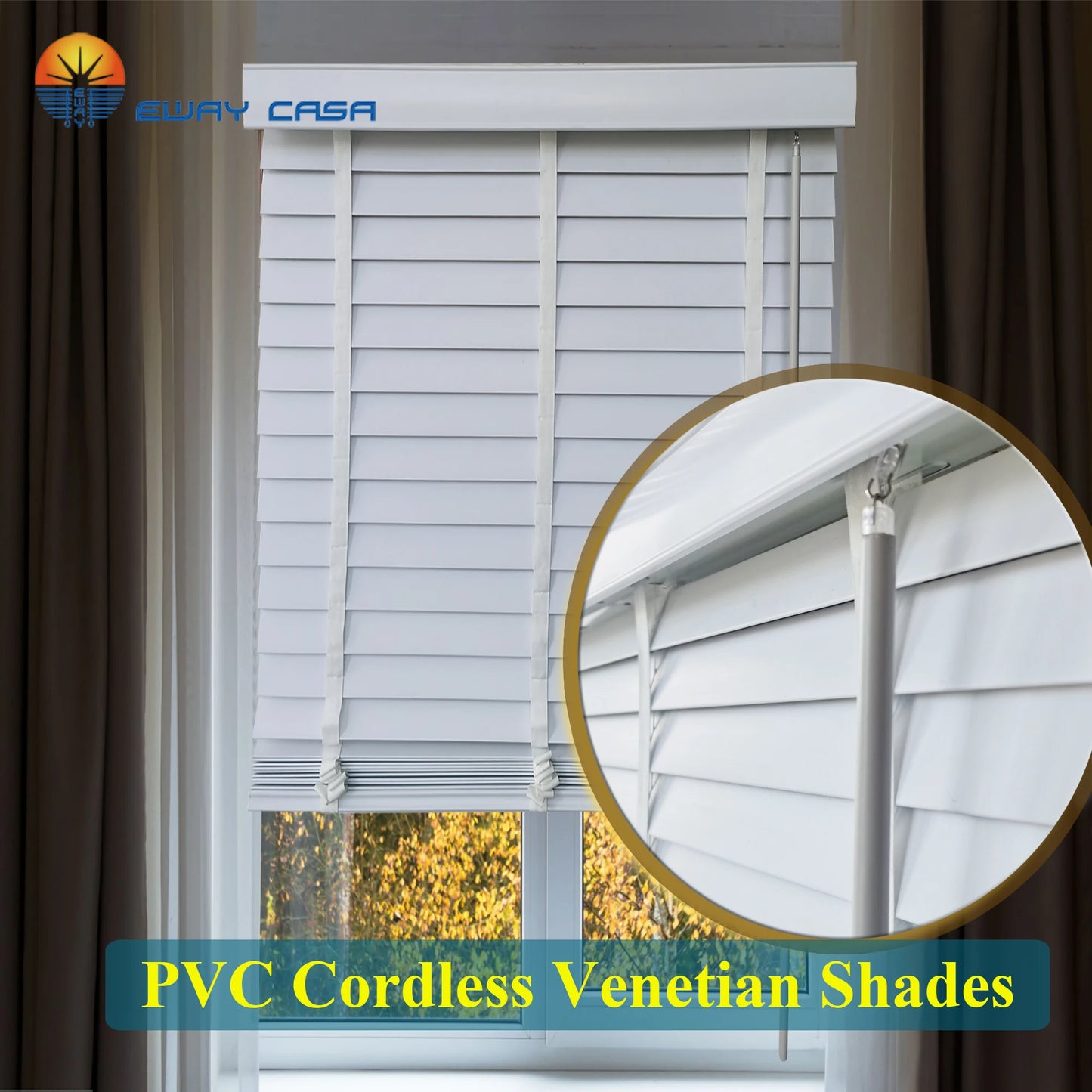 faux wooden blind Cordless control main picture