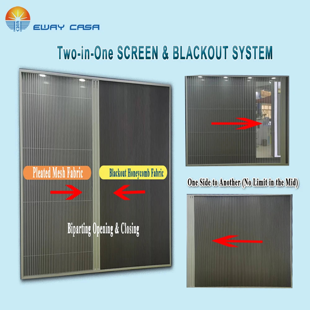 2-in-1 Retractable Fly Screen & Blackout Doors or Windows Opening Ways