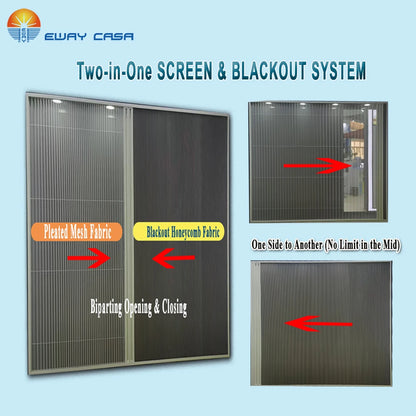 2-in-1 Retractable Fly Screen & Blackout Doors or Windows Opening Ways