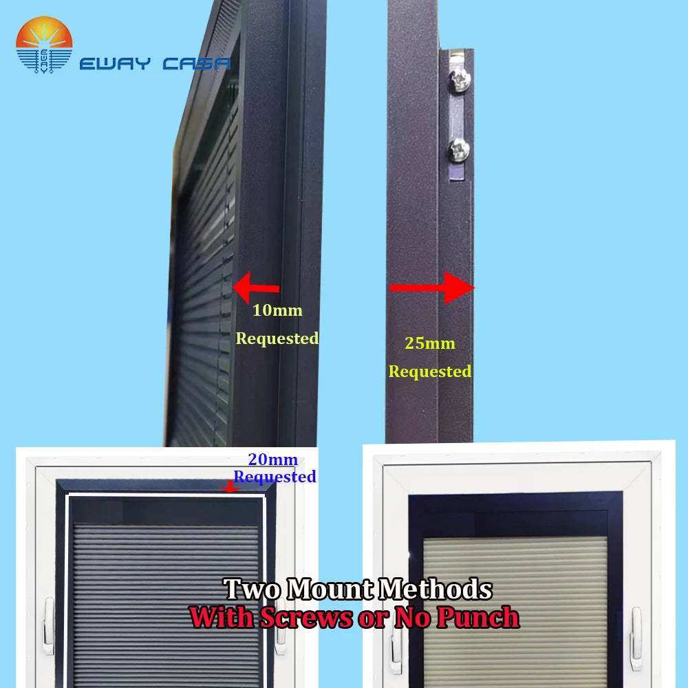 Solar Powered No-Drill Honeycomb Shade for Inward Opening Windows Two Kinds of Mounting