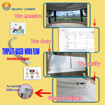 Smart Curved Vertical Blinds Custom Track Made to Drawing Allowance