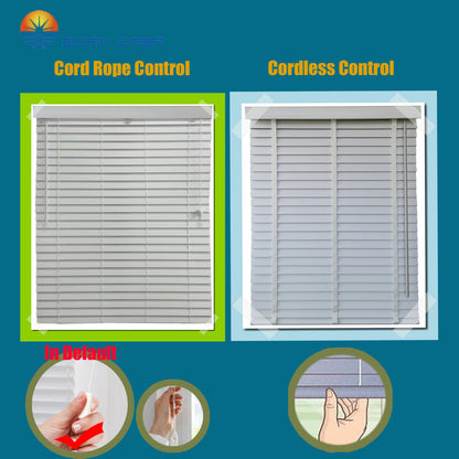 faux wooden blind Cordless control and Corded Control