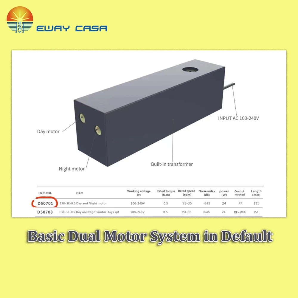 Dual Motor Smart Honeycomb Shades | Day & Night Light Control Basic Wired Motor