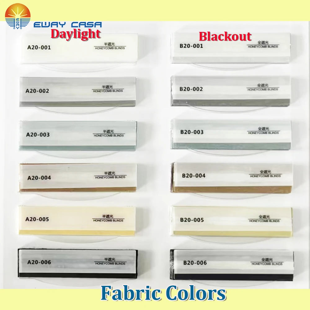 Solar Powered No-Drill Honeycomb Shade for Inward Opening Windows Cellular Fabrics Colors