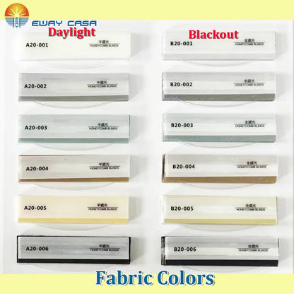 Solar Powered No-Drill Honeycomb Shade for Inward Opening Windows Cellular Fabrics Colors