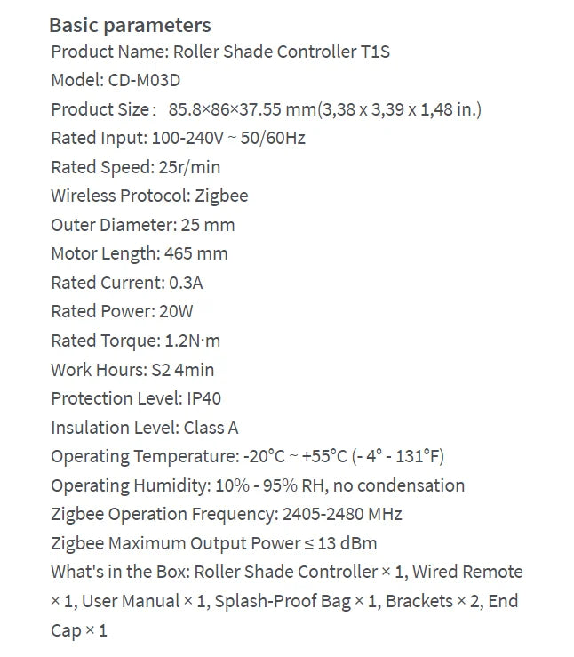 Aqara blind motor parameter