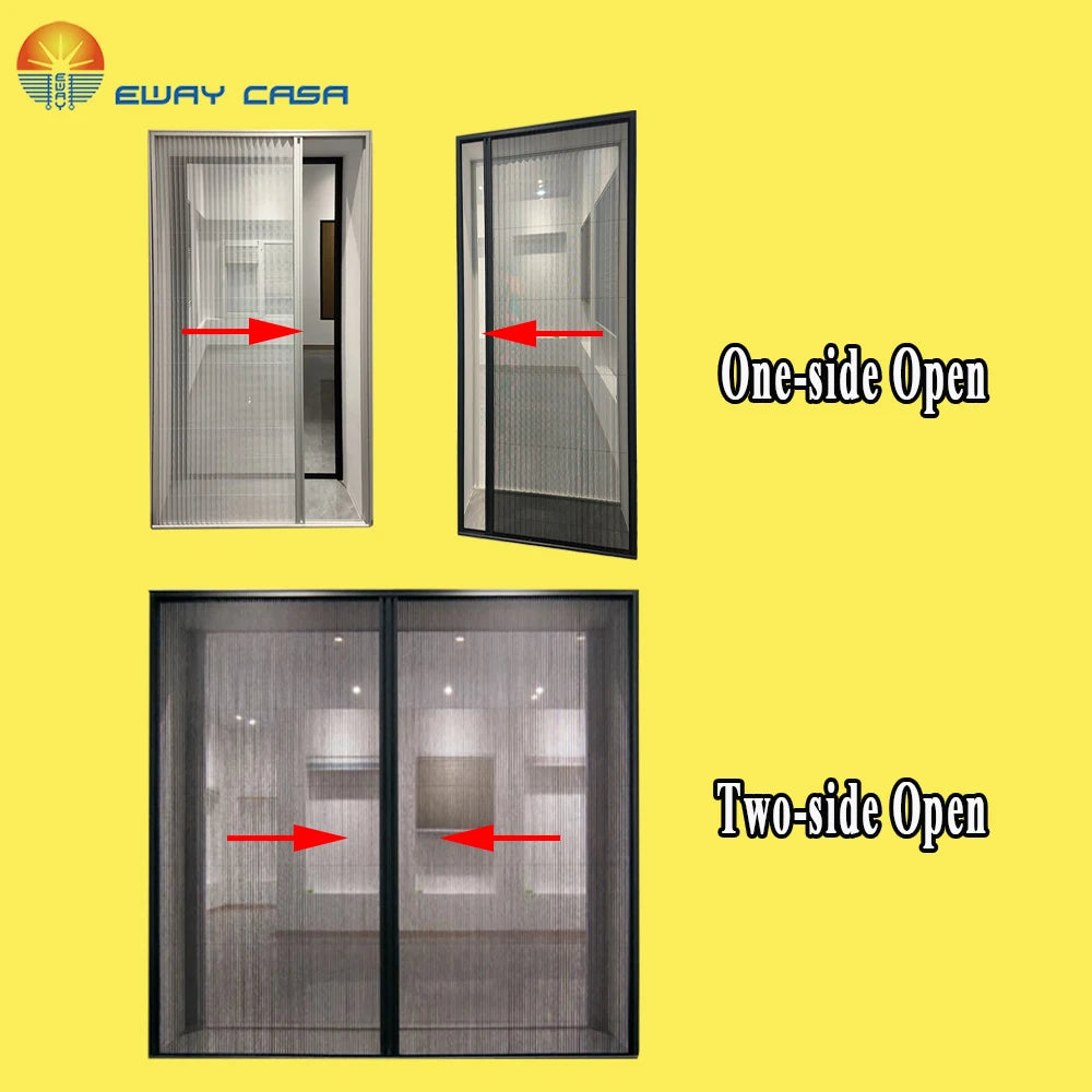 Custom Retractable Fly Screen for Sliding Doors Opening Ways