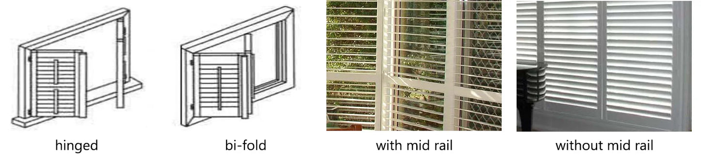 Custom Waterproof PVC Plantation Shutters Panels and Mid Rail