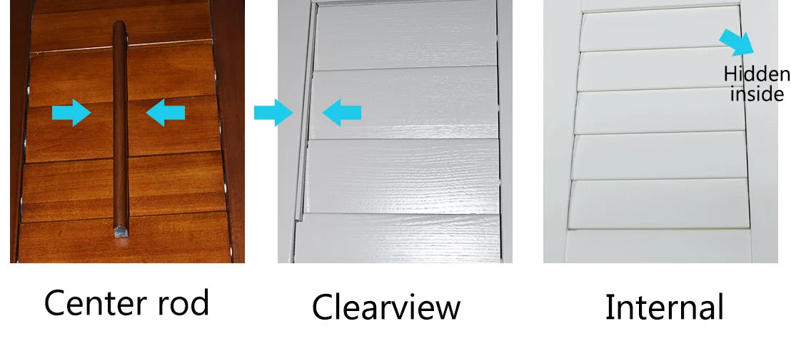 Custom Waterproof PVC Plantation Shutters Opening Control Ways
