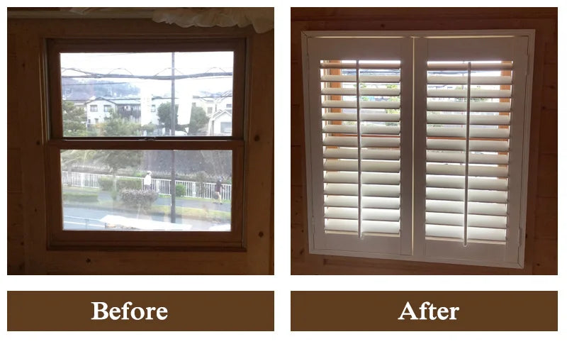 Custom Basswood Plantation Shutters BF and AF