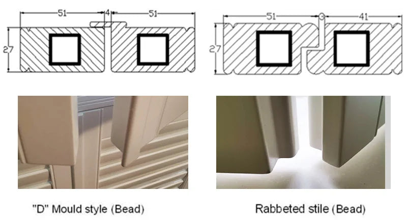 Custom Waterproof PVC Plantation Shutters Stiles