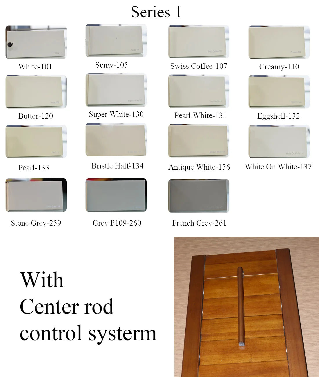 Custom Basswood Plantation Shutters Series 1 Center Rod