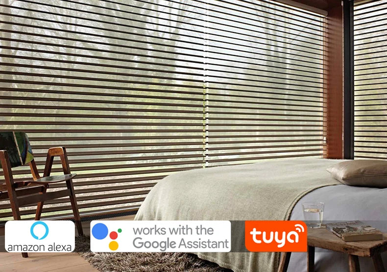 EWAY CASA Smart Motorized Shangri-La Blinds in Bedroom