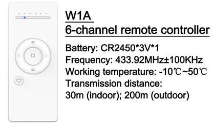 W1A 6-channel handheld remote control for motorized blinds