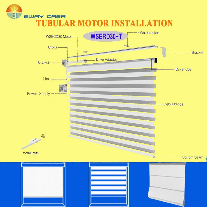 Installation of Tubular motor for roller blinds, zebra blinds and Roman shades