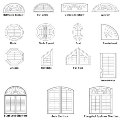Custom Basswood Plantation Shutters Made into Different Shapes