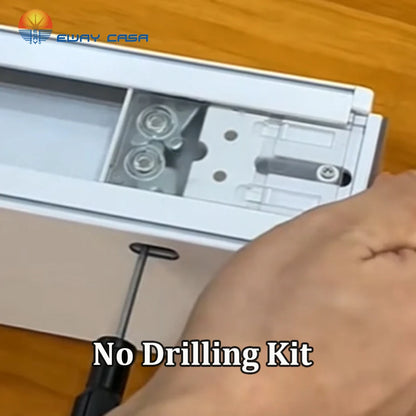 No-drill tension mounting mechanism detail for inside mount roller blinds - zero tool installation