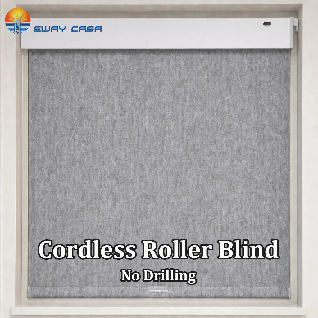 Custom drill-free cordless roller shades front view