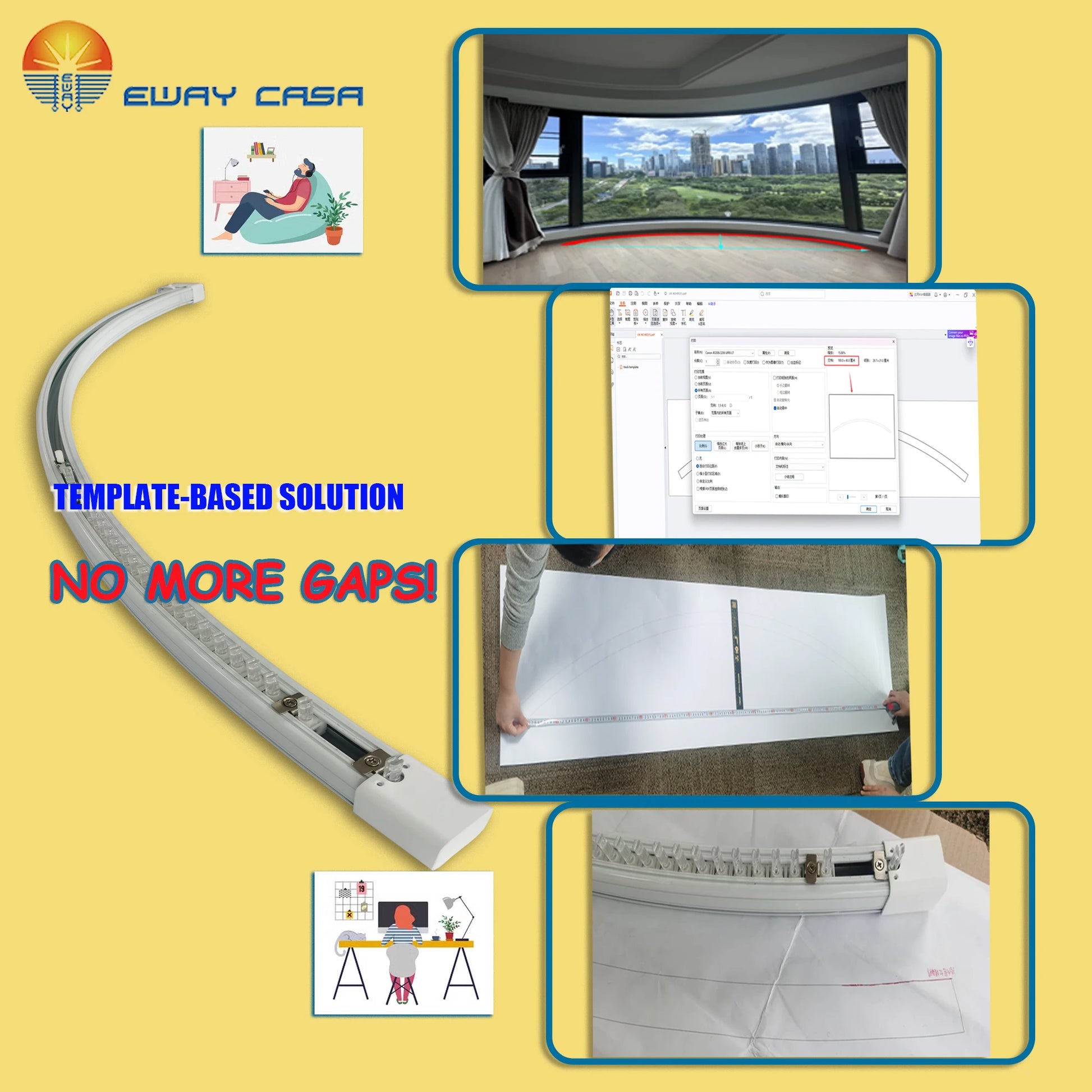 Smart Curved Vertical Blinds Custom Track Made to Drawing Process