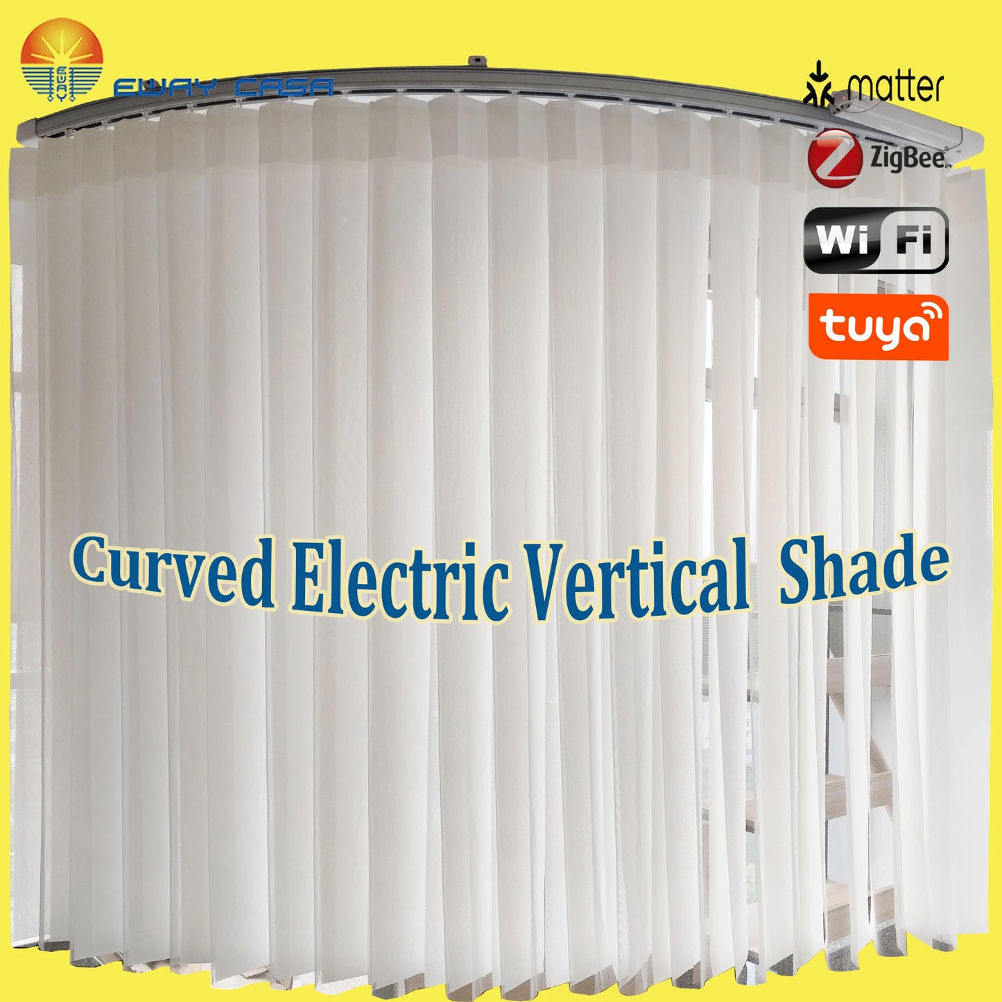EWAY CASA Curved Motorized Dreamlike Sheer Curtains Custom-made to your Template Rails for Electric Curtains Smart Voile Shades MVB-CURVE-Sheer