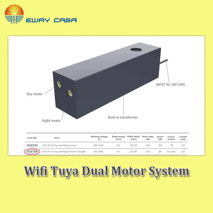 Dual Motor Smart Honeycomb Shades | Day & Night Light Control Wifi Tuya Motor