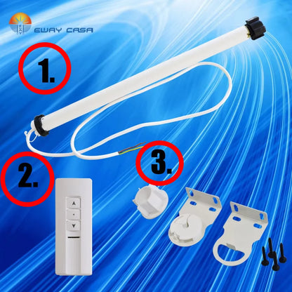 Tubular motor, remote and brackets set for roller blinds