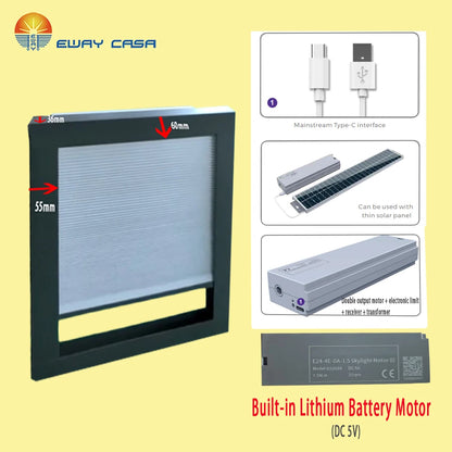 All-in-One Solar Motorized Skylight Shades Solar Powered Motor
