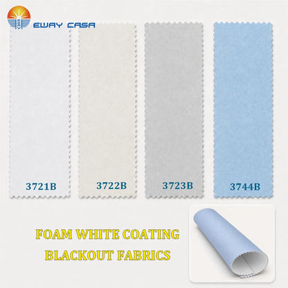 Custom drill-free cordless roller shades blackout fabric options Foam White