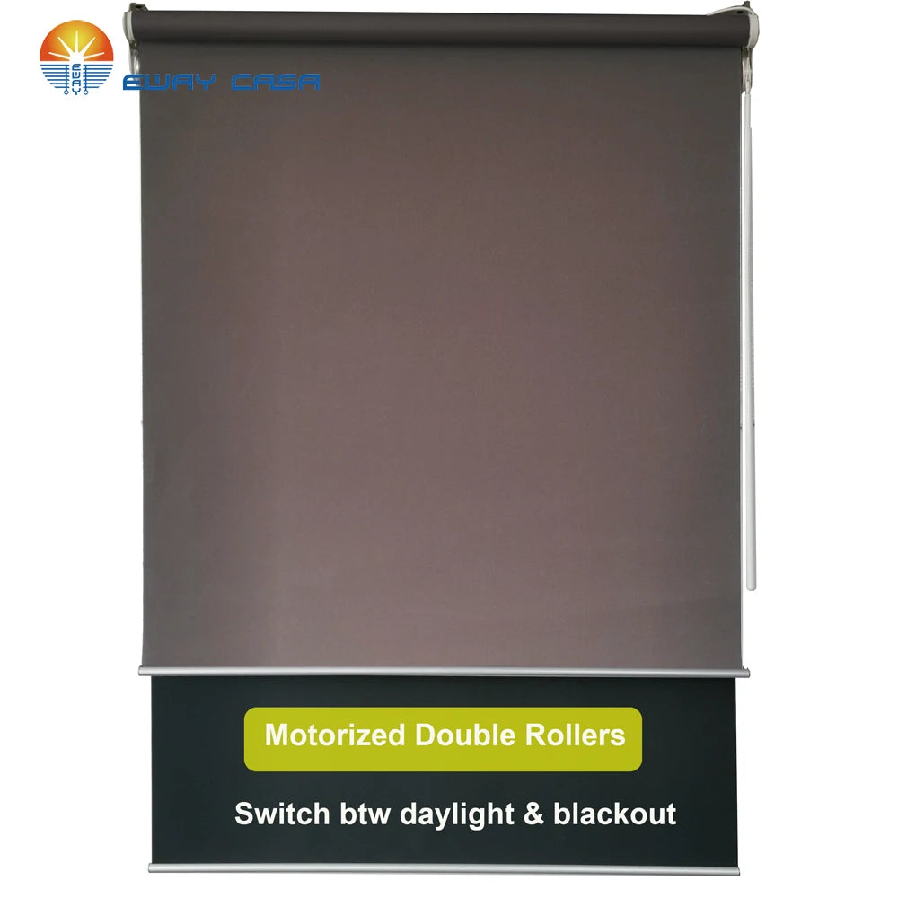 dual-layer lithium battery roller shades front view