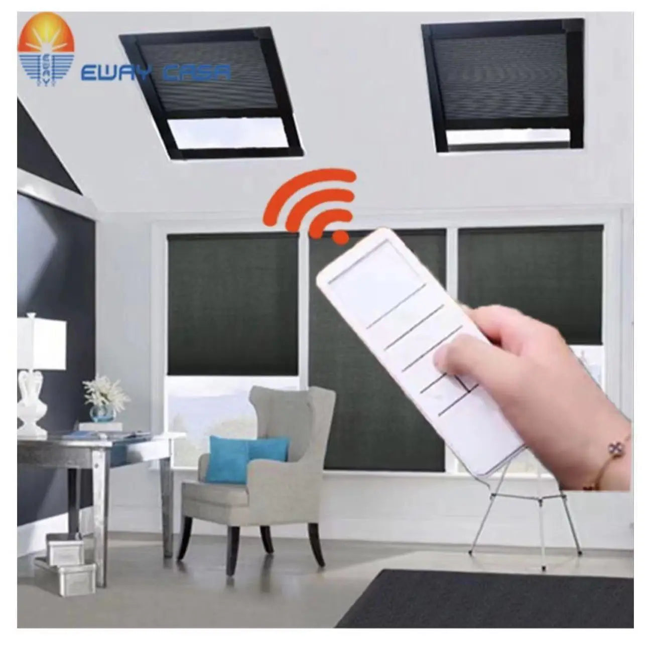 Skylight cellular blinds remote control living room