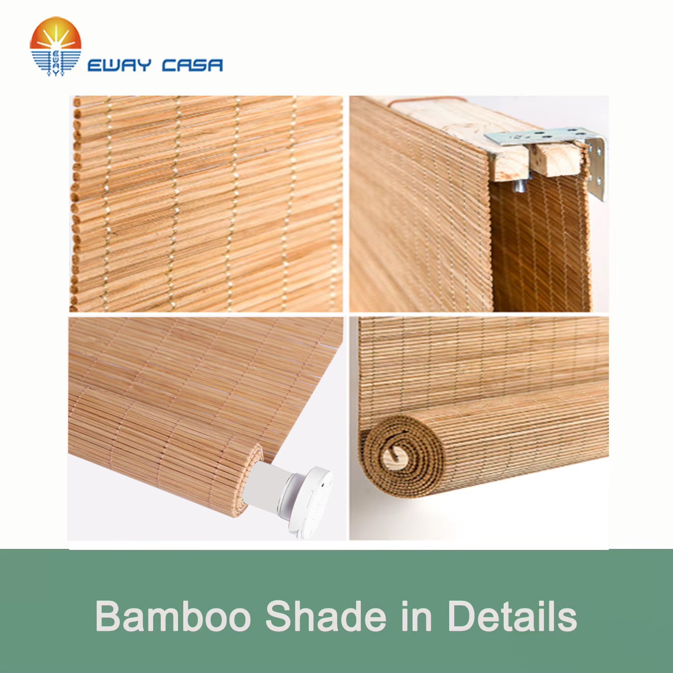 Electric Bamboo Shades for Window Smart Bamboo Blinds For Patio bamboo Curtains No. MBB_CY