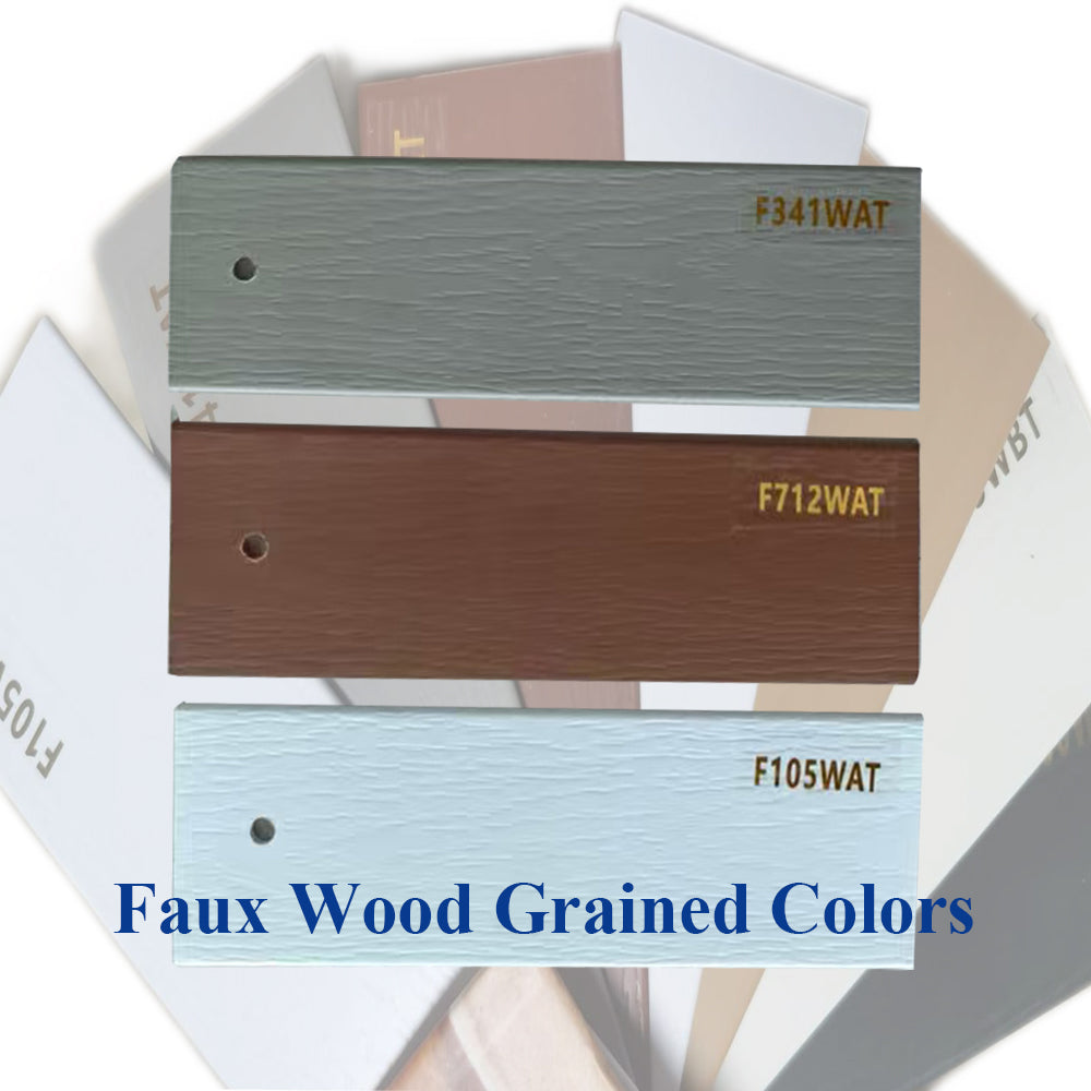 faux wooden blind Cordless control wood grained colors