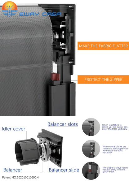 hand push zip track roller blind unique component