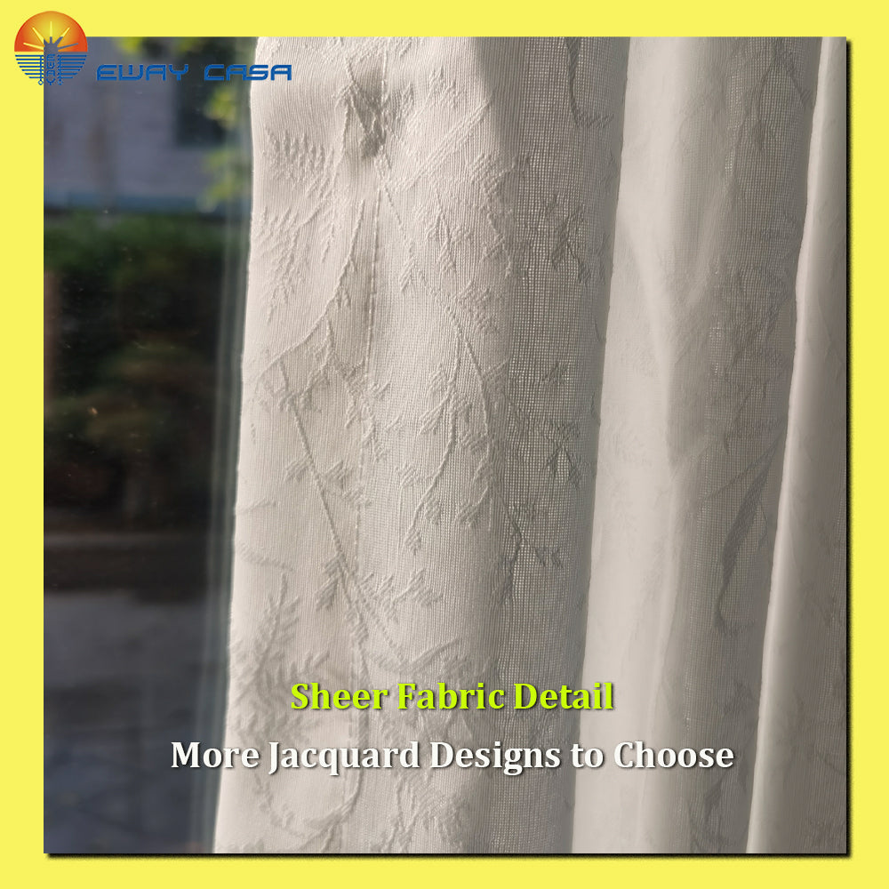 Custom Door Glass Privacy Shades with Decorative Jacquard Fabric Design Details