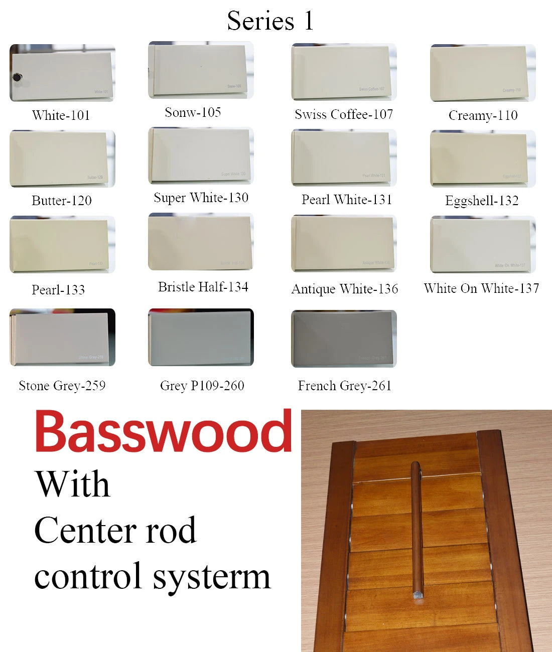 plantation shutters wood solid colors center control