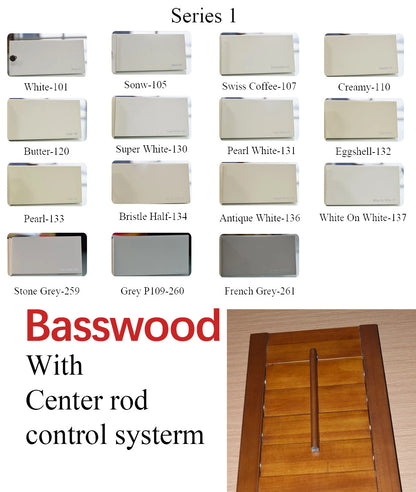 plantation shutters wood solid colors center control