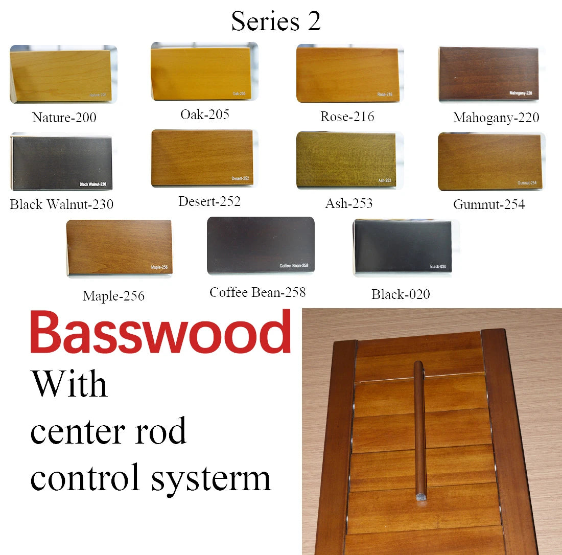 plantation shutters wood stain colors center control