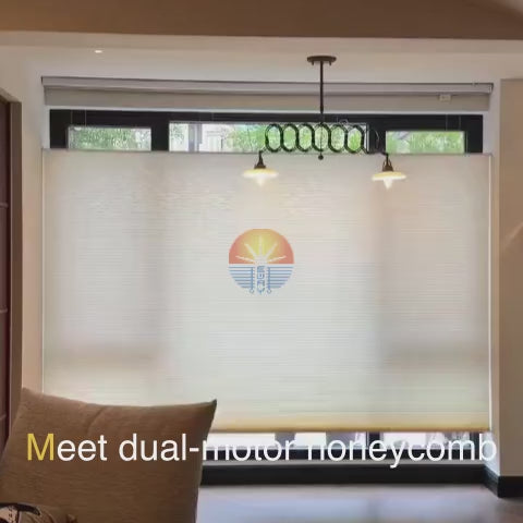 Dual Motor Smart Honeycomb Shades Day & Night Light Control Operation Video